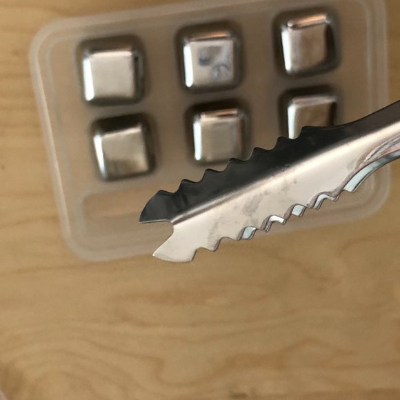 Travel Metal Ice Cube & Tongs Modern 007 Style - Picture 5 of 5